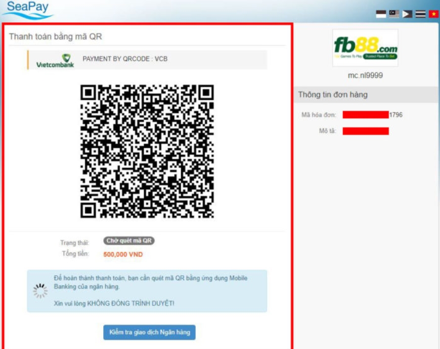 nạp tiền qua QR code